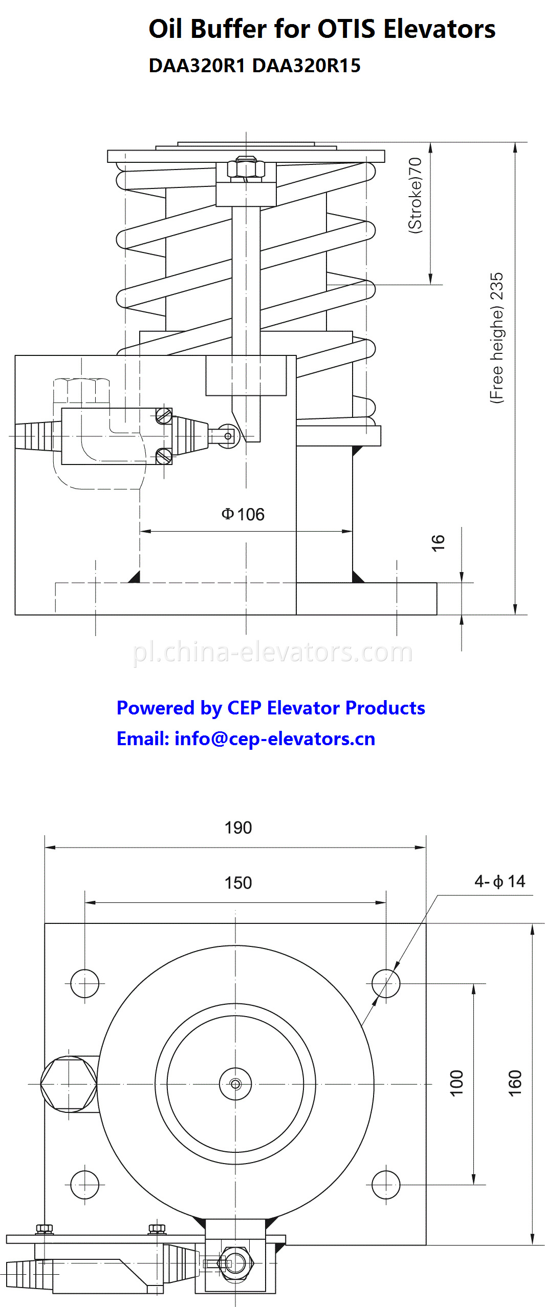 Oil Buffer with External Spring for OTIS Elevators 